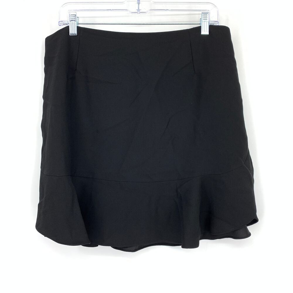 Banana Republic Flounce Hem A-Line Mini Skirt Womens Size 14 Black Back Zip